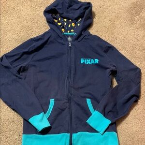 Disney Parks Hooded Zip Jacket Pixar Lamp & Ball women’s size M Navy Blue
